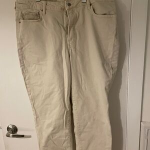 Cream Straight-Leg Jeans